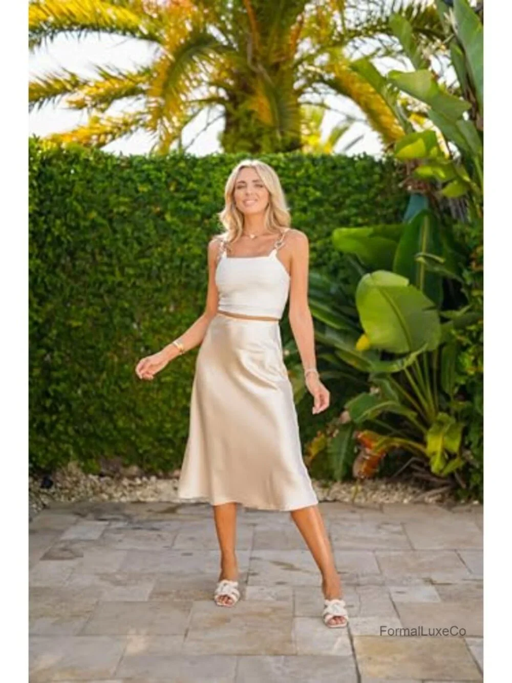 Satin Midi Skirt High Waisted Slim Fit Elegant Work Wear